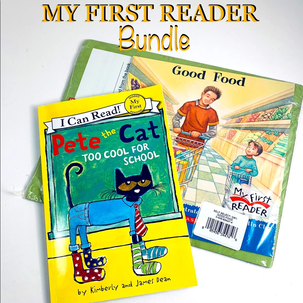 My First Reader Book Bundle Featuring Pete the Cat & Interactive Book Good Food!